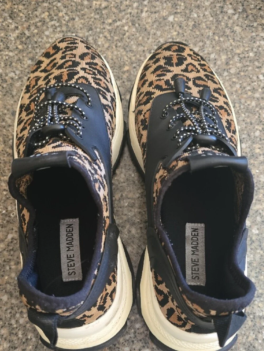 NY90 Leopard Print Knit Sneakers - Black & Tan